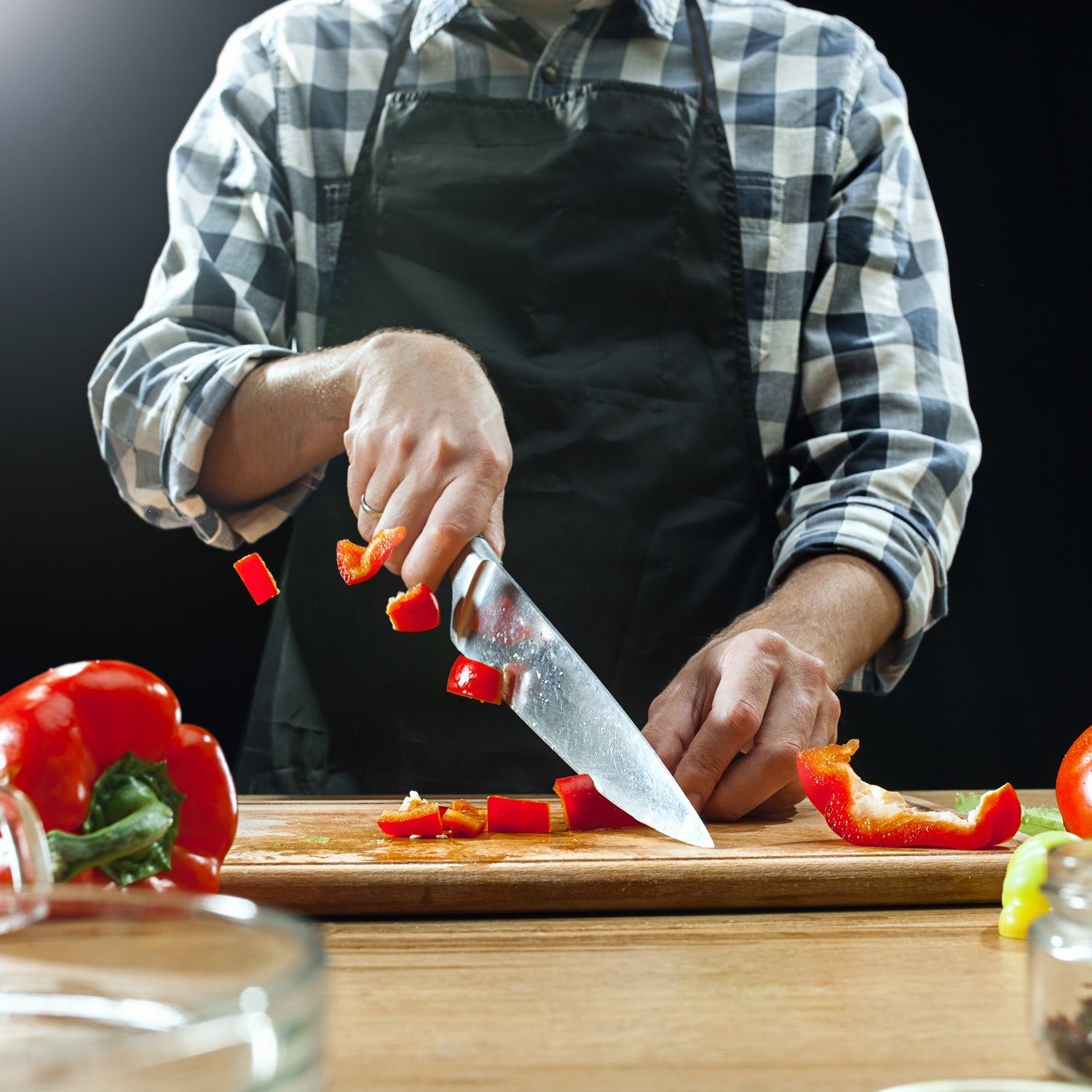 Professional knife set with 5 different kitchen knives. Professional knife set with 5 different kitchen knives.
